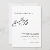 ラインアートワイルドフラワーボホー結婚ズ 招待状 (正面)