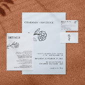 ラインアートワイルドフラワーボホー結婚ズ 招待状