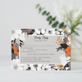 ラインアート単色の花の食事の選択 出欠カード (スタンド正面)