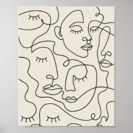 ラインアート多くの顔ポスター ポスター