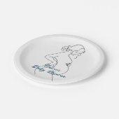 ラインアート妊娠シルエット赤ちゃんシャワー ペーパープレート (アングル)