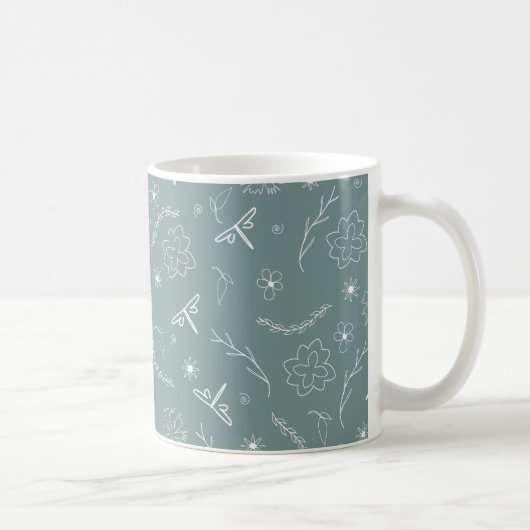 ラインアート春の花パターン コーヒーマグカップ (右)