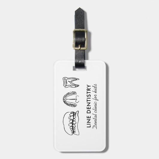 ラインアート歯のホワイトニング歯科医 ラゲッジタグ (正面縦)