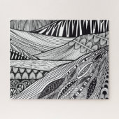 ラインアート白黒抽象芸術風景 ジグソーパズル (横)