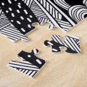 ラインアート白黒抽象芸術風景 ジグソーパズル (側面)