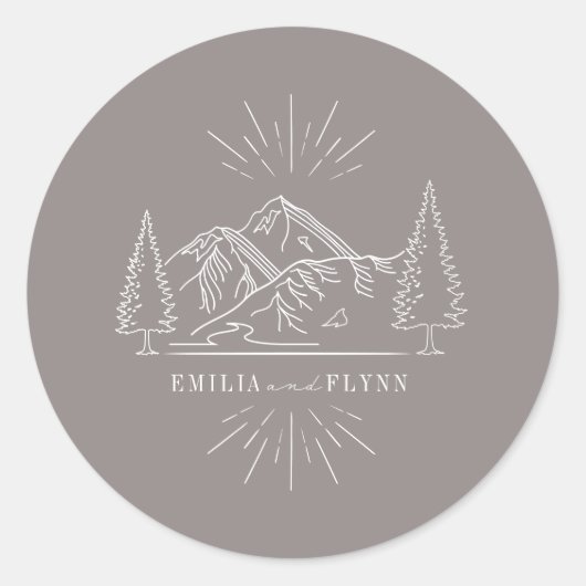 ラインアート結婚マウンテンズアメジスト結婚ズ ラウンドシール (正面)