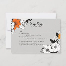 ラインアート花の食事の選択 出欠カード