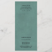 ラインアート花、ティール（緑がかった色）フローラメニューまたは価格表 メニュー (裏面)