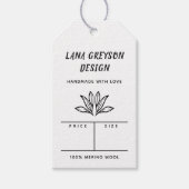ラインアート葉の手作りソーシャルメディア価格 ギフトタグ (正面)