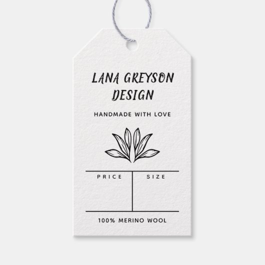 ラインアート葉の手作りソーシャルメディア価格 ギフトタグ (正面)