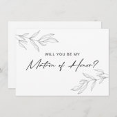 ラインアート葉の葉のマトロン名誉カード サンキューカード (正面/裏面)