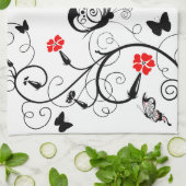 ラインアート蝶アメリカのMoJoキッチンタオル キッチンタオル (折り畳み)