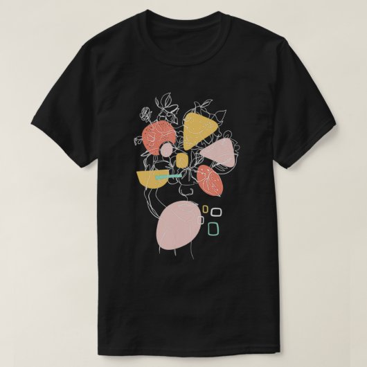 ラインアート顔抽象芸術アートワンラインミニマル Tシャツ (デザイン正面)