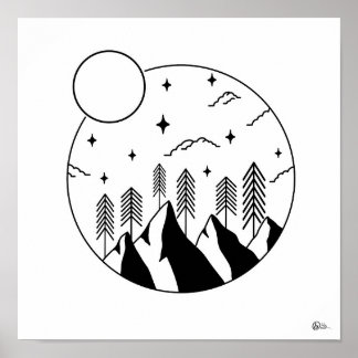 ラインアート風景ポスター ポスター