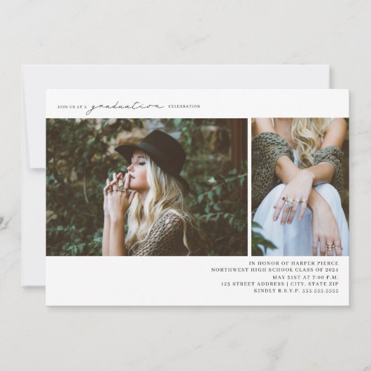 ラインアート2写真卒業パーティー 招待状 (正面)