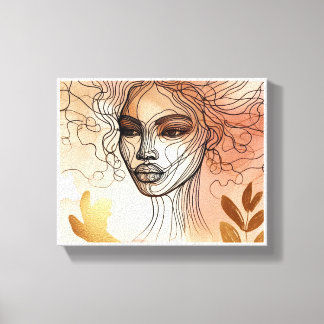 ラインアート・オブ・ウーマン顔2 Stretted Canvas Print キャンバスプリント