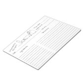 ラインアート キッチン用品 黒と白のレシピ ノートパッド (アングル)