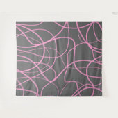 ラインアート：グレー上のピンク タペストリー (正面(横))