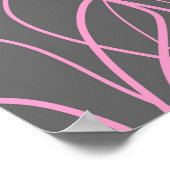 ラインアート：グレー上のピンク ポスター (角)