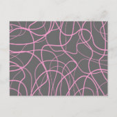 ラインアート:グレー上のピンク ポストカード (正面)