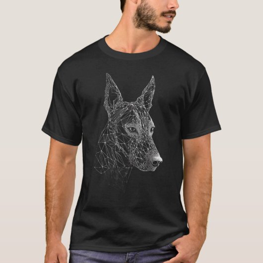 ラインアート ドーベルマン Tシャツ (正面)