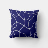 ラインアート:濃い青の白 クッション (正面)