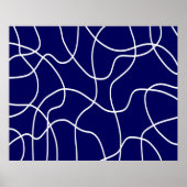 ラインアート：濃い青の白 ポスター (正面)
