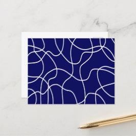 ラインアート：濃い青の白 ポストカード