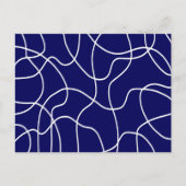 ラインアート:濃い青の白 ポストカード (正面)