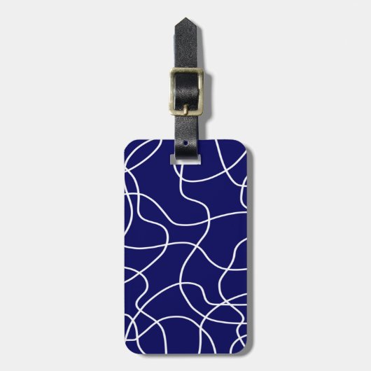 ラインアート：濃い青の白 ラゲッジタグ (正面縦)