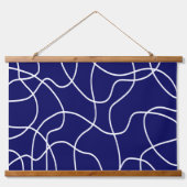 ラインアート：濃い青の白 吊り下げ型タペストリー (正面)