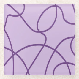 ラインアート（紫） ガラスコースター