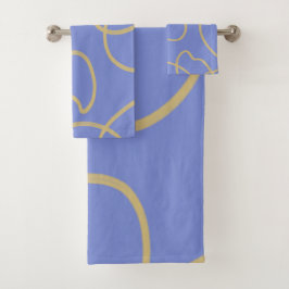 ラインアート：青の金ゴールド バスタオルセット