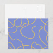 ラインアート：青の金ゴールド ポストカード (正面/裏面)