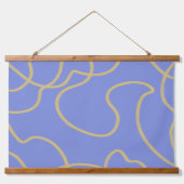 ラインアート：青の金ゴールド 吊り下げ型タペストリー (正面)