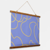 ラインアート：青の金ゴールド 吊り下げ型タペストリー (傾斜あり)