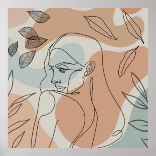 ラインアートboho女性 ポスター (正面)