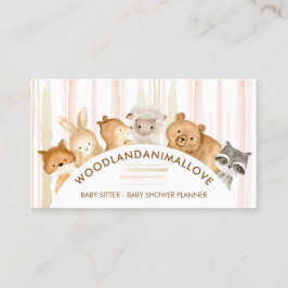 ラインウォーターカラーパターンフォレストアニマルズベビーシッター 名刺