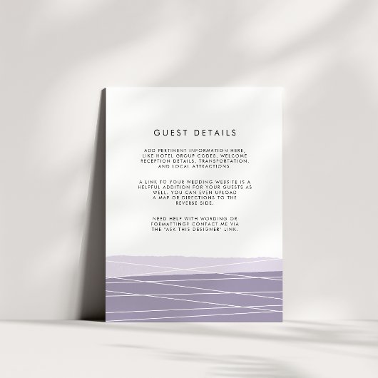 ラインエーション結婚のゲスト詳細カード |アメジスト エンクロージャーカード