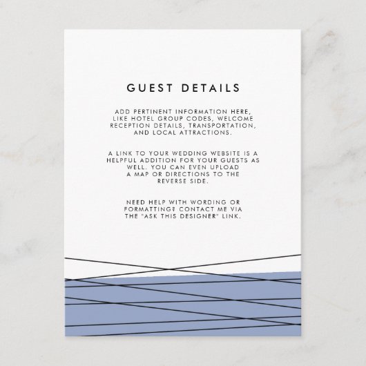 ラインエーション結婚のゲスト詳細カード |スチールブルー エンクロージャーカード (正面)