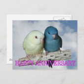 ラインオリエートされたペアのインコ ポストカード (正面/裏面)