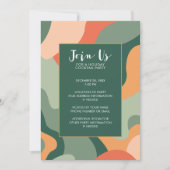 ラインオーガニック抽象芸術アートジェイドコーラルホリデイ 招待状 (正面)