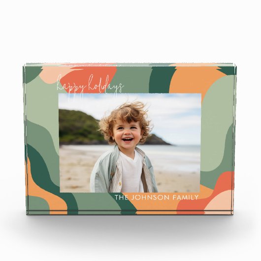 ラインオーガニック抽象芸術アート – ジェイドコーラル1 フォトブロック (正面)