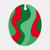 ラインオーガニック抽象芸術アート – 1フォトグリーンレッド メタルオーナメント (裏面)