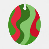 ラインオーガニック抽象芸術アート – 1フォトグリーンレッド メタルオーナメント (裏面)