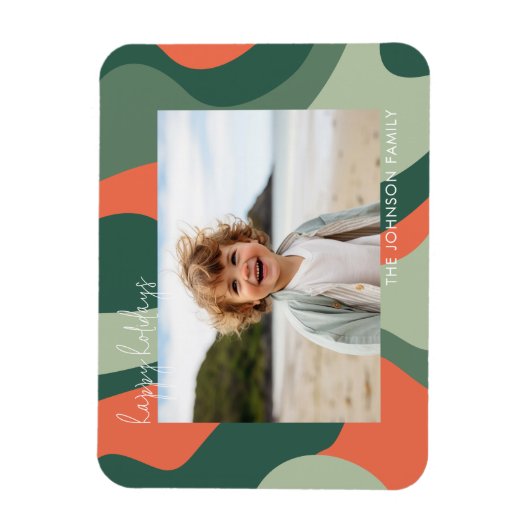 ラインオーガニック抽象芸術アート – 1フォトジェードコーラル マグネット (縦)