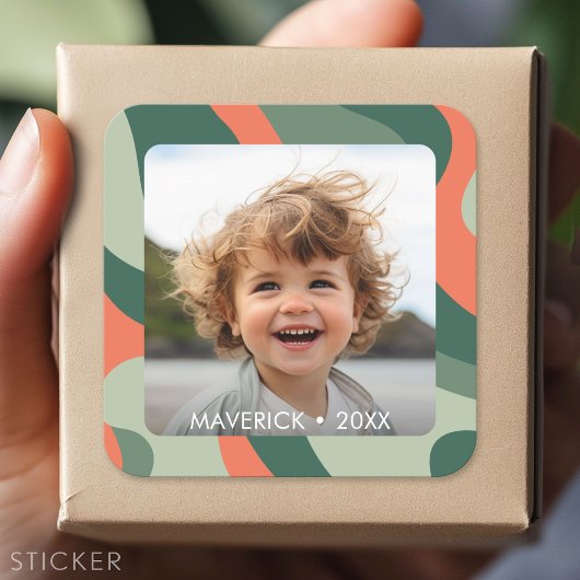 ラインオーガニック抽象芸術アート – 1フォトジェードタンゲリン スクエアシール