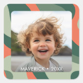 ラインオーガニック抽象芸術アート – 1フォトジェードタンゲリン スクエアシール (正面)