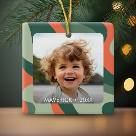 ラインオーガニック抽象芸術アート – 1フォトジェードタンゲリン セラミックオーナメント