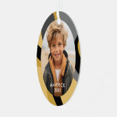 ラインオーガニック抽象芸術アート – 1フォト金ゴールドブラック メタルオーナメント (正面左)